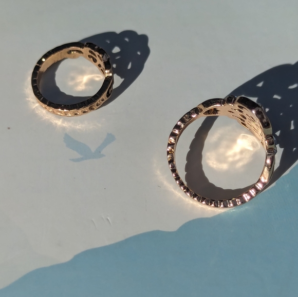COPY - π 2 Matching Gold Rings with Rhinestones - Picture 4 of 4